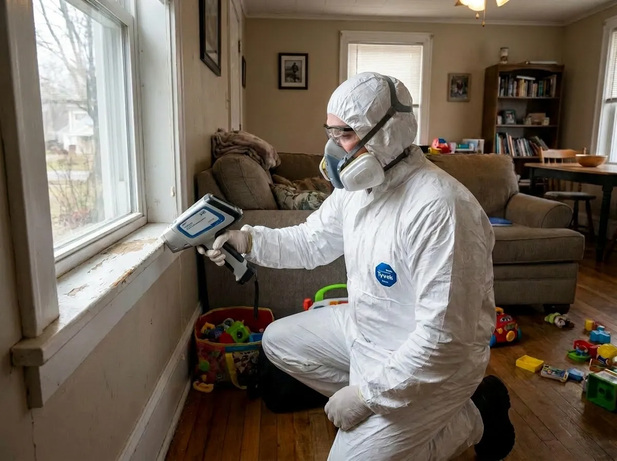 Environmental inspector collecting samples before a restoration project begins