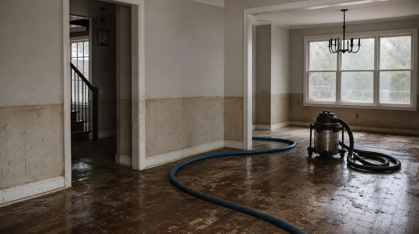 Nashville home with a visible flood line on the walls during extraction