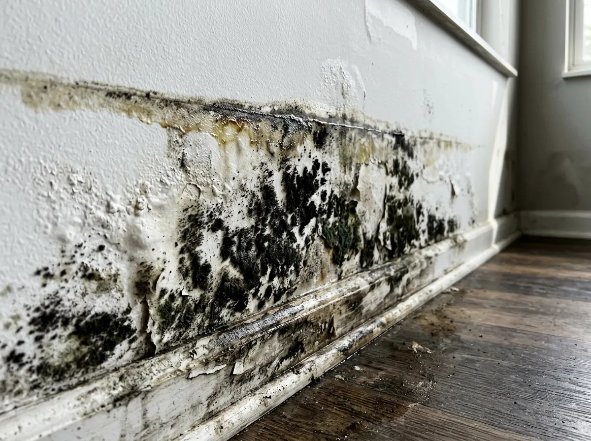 Dallas Fort Worth home showing mold growth on drywall after a flooding event