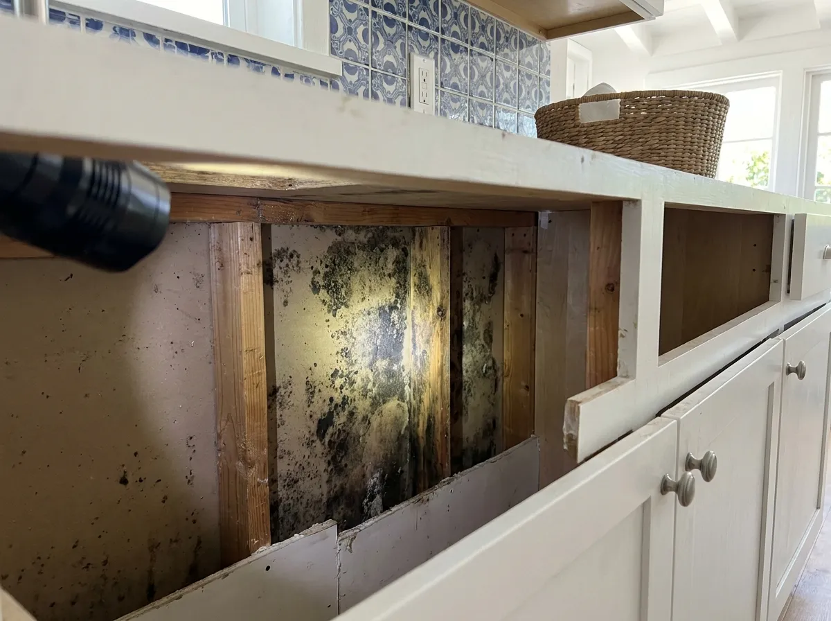 Los Angeles home with mold growth behind drywall requiring professional remediation