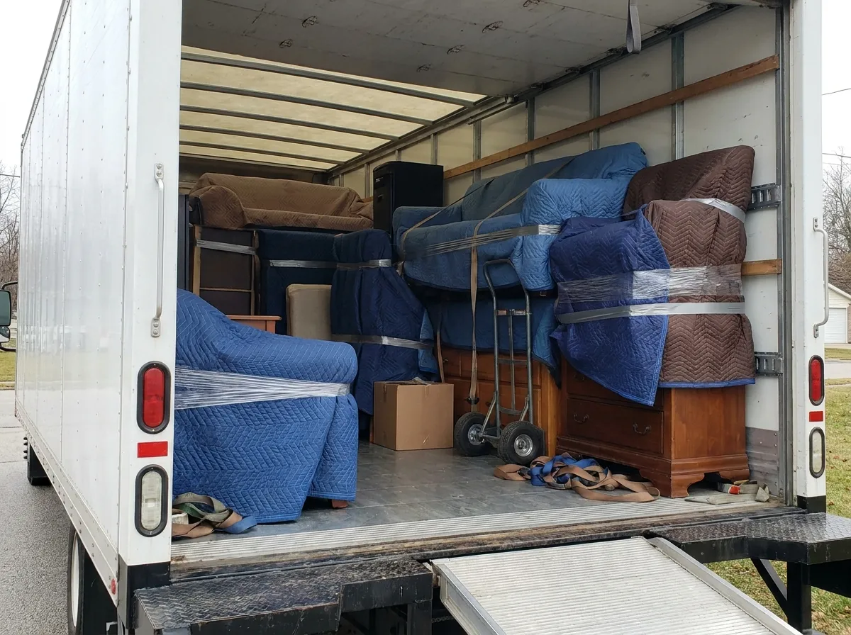 Restoration crew packing out furniture and belongings from a home after water damage