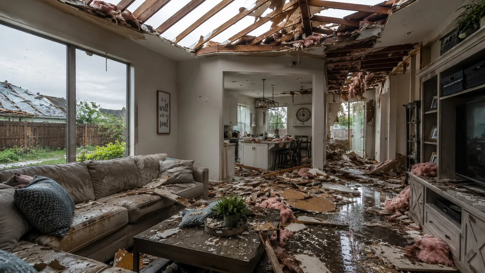Storm damage and water intrusion in a Dallas Fort Worth home