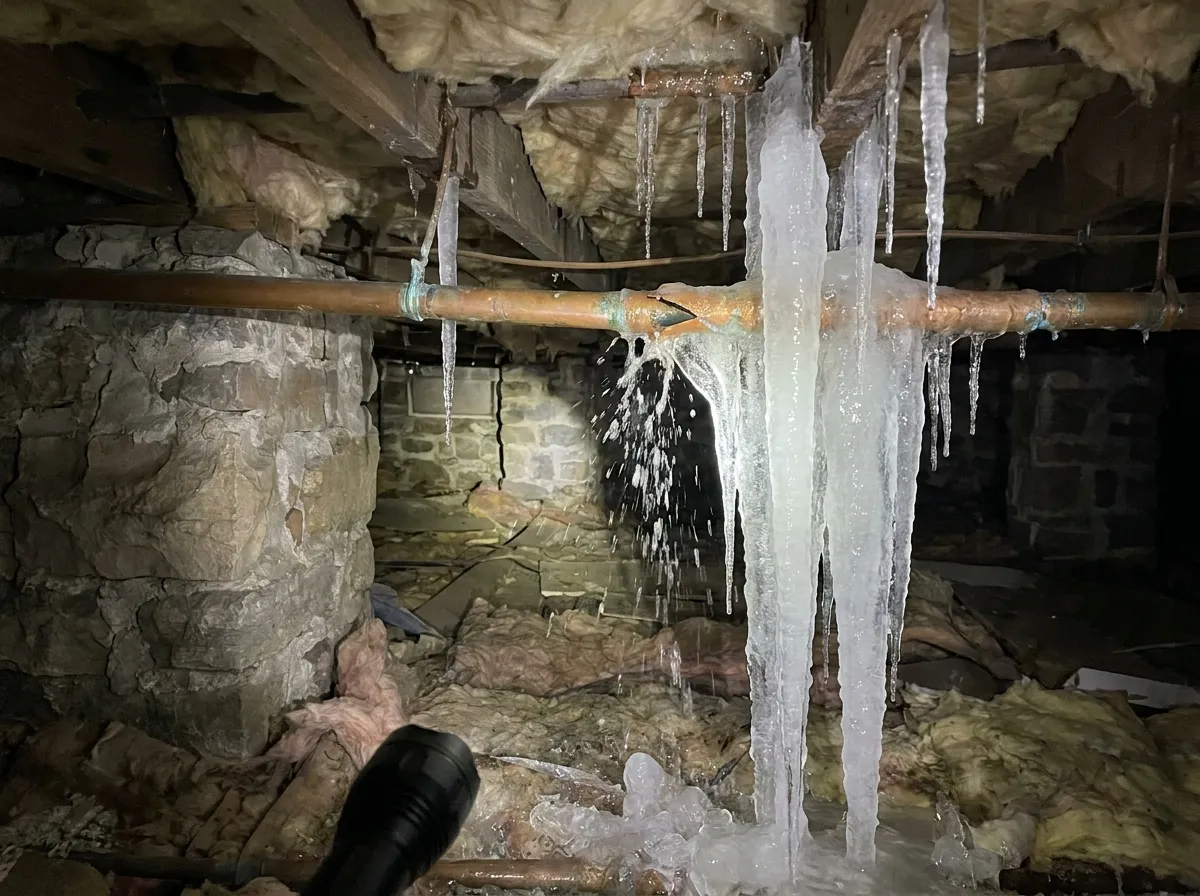 Kansas City home with water damage from a frozen pipe burst requiring professional restoration